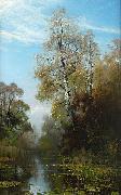Mauritz Lindstrom Lake Scene in Autumn France oil painting artist